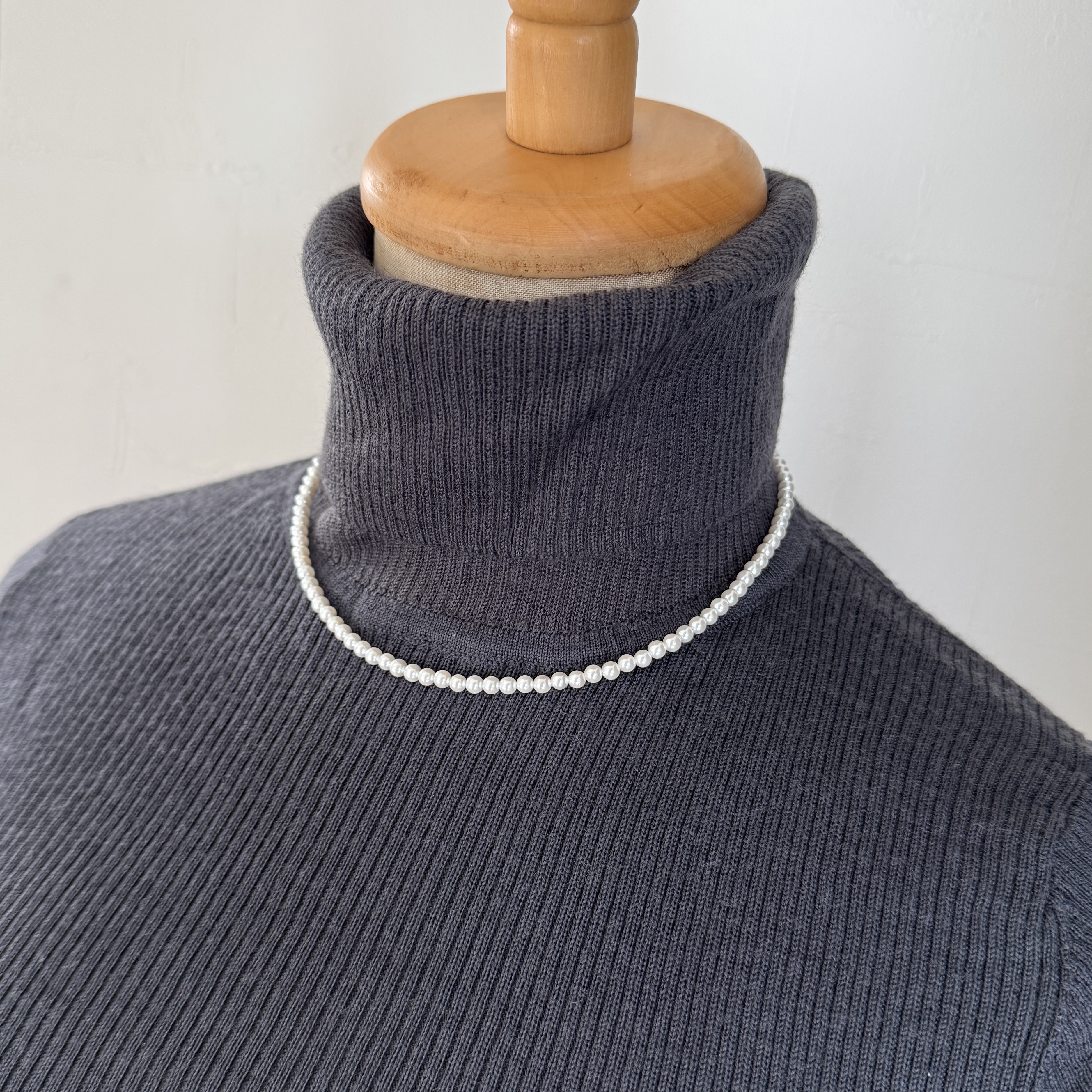 【国産貝パール】フープピアス/イヤリング&ネックレス40cm〈ゴールド〉